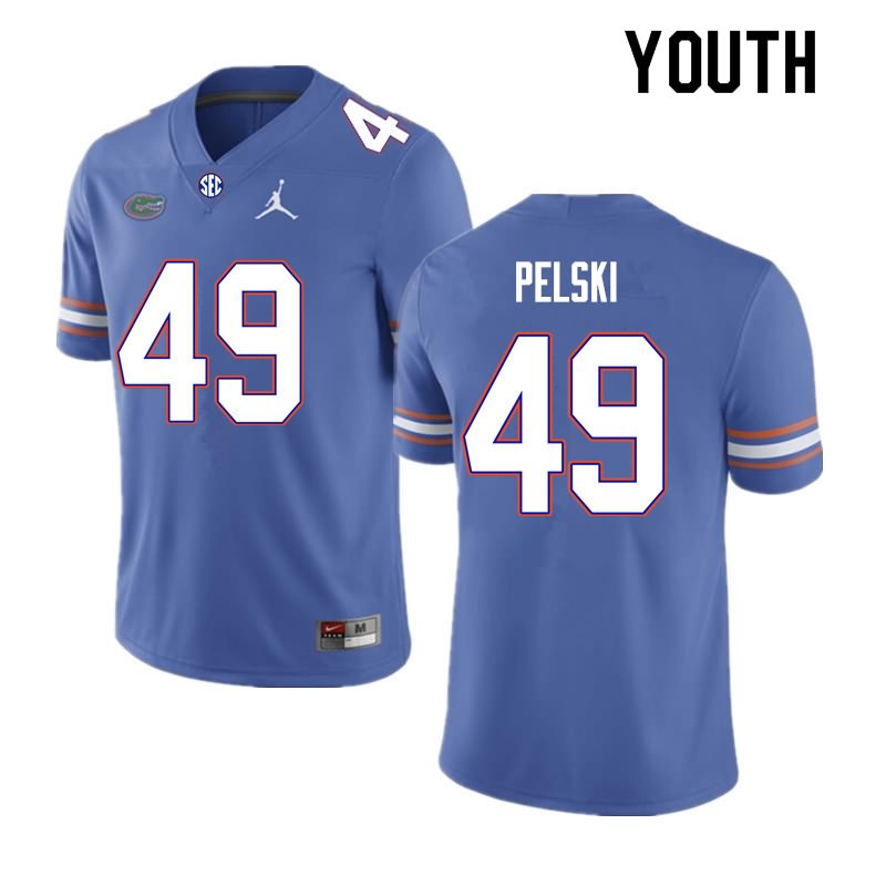 NCAA Florida Gators Preston Pelski Youth #49 Nike Royal Stitched Authentic College Football Jersey OCS7764SS